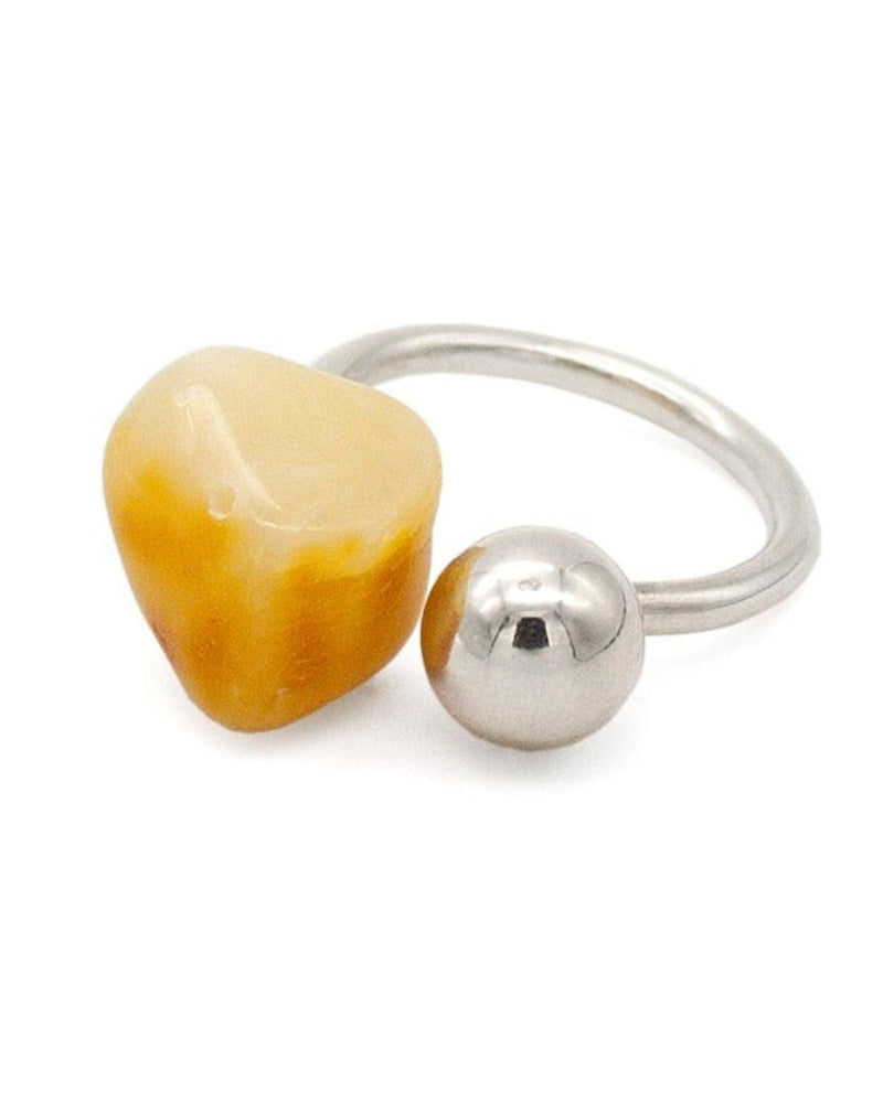 Amber Orb: Light Silver Ring