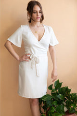 Avena Wrap Dress 100% Tencel in Off-White