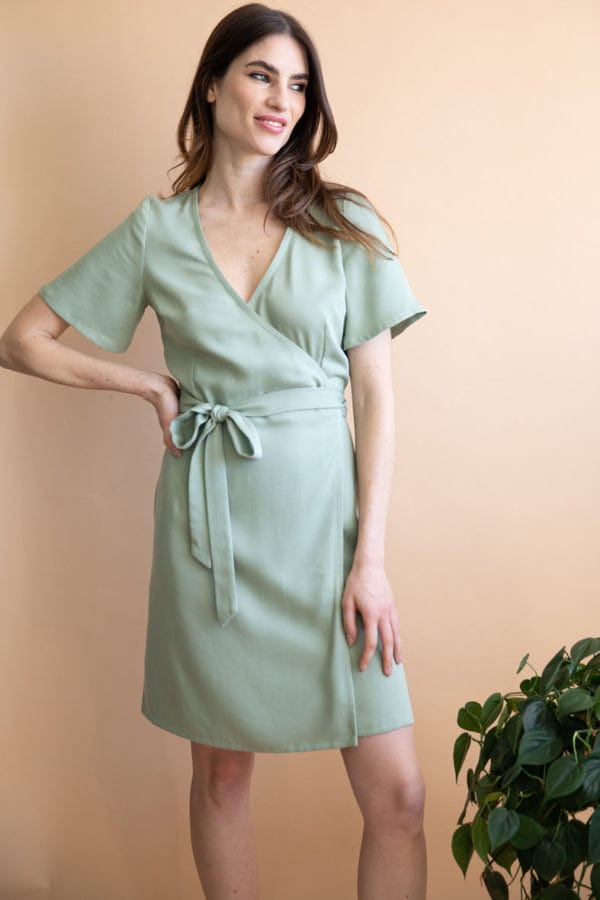 Avena Wrap Dress 100% Tencel in Mint Green