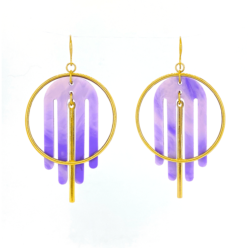 Arch Deco Earrings- Periwinkle Pearl