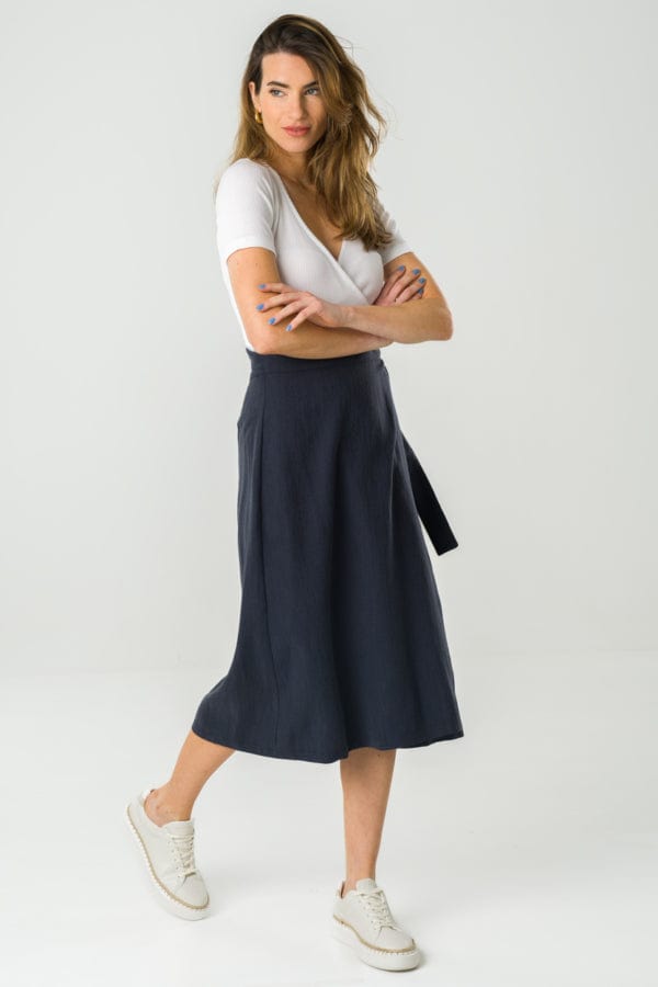 Azurite Skirt Made from Tencel and Linen in Navy