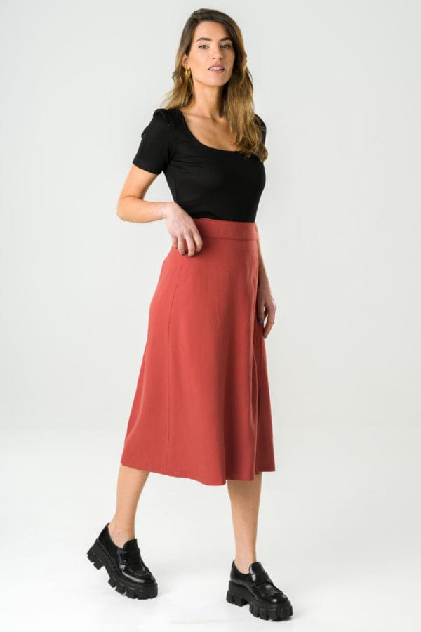 Azurite Skirt Made from Tencel and Linen in Brick