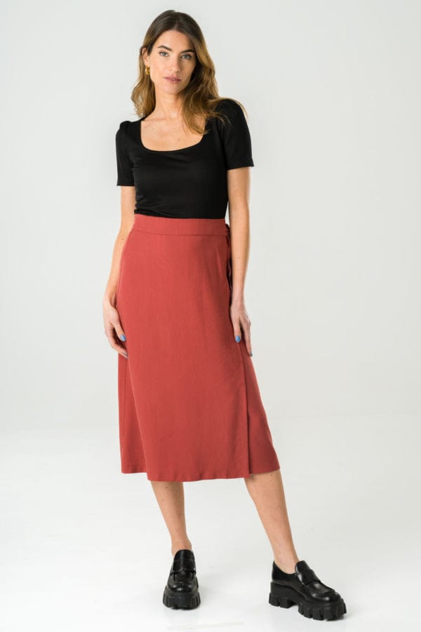 Azurite Skirt Made from Tencel and Linen in Brick