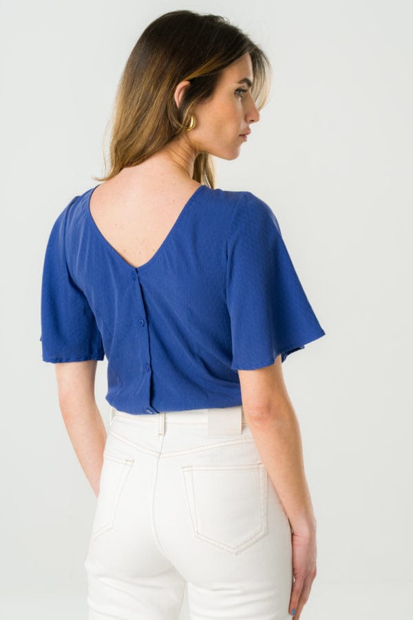 Two-Sided Blouse 100% Tencel in Royal Blue