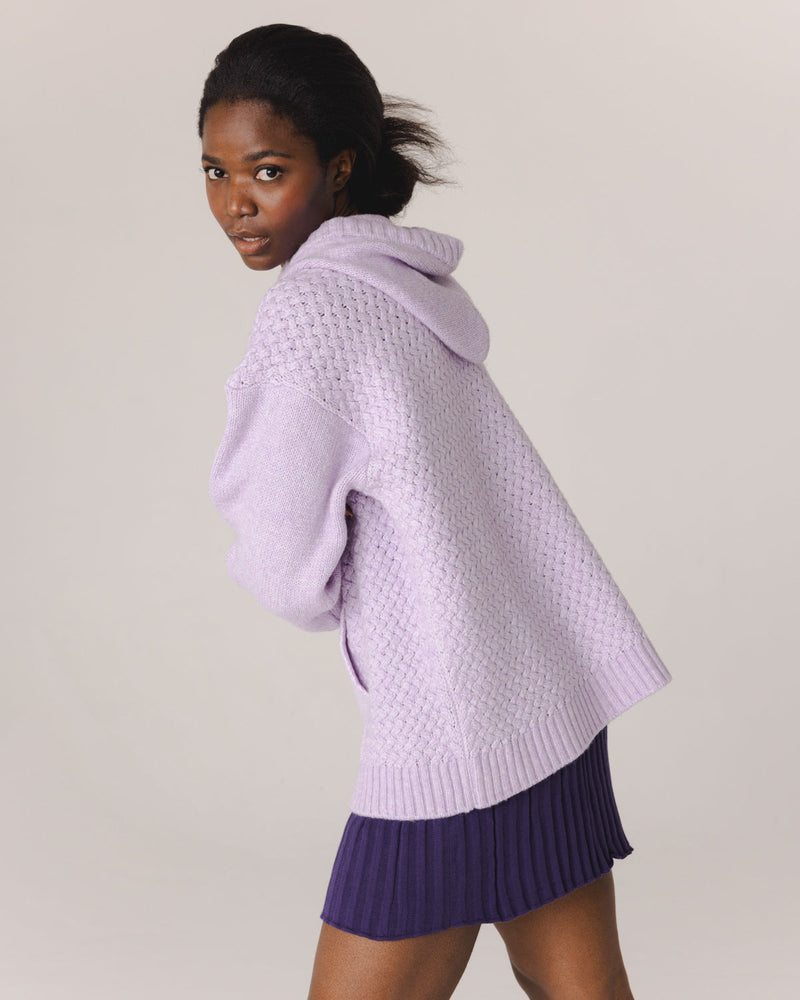 Žilvinas: Lilac Merino Wool Hoodie With Black Strings