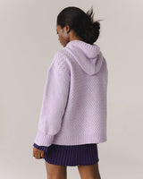 Žilvinas: Lilac Merino Wool Hoodie With Oat Milk Flower