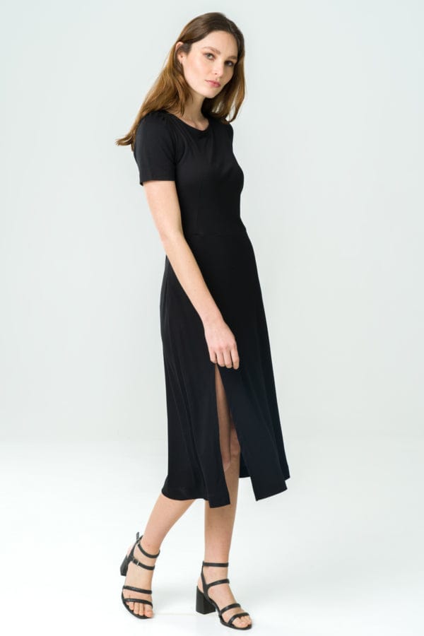 Victoria Midi Dress 100% Tencel in Black