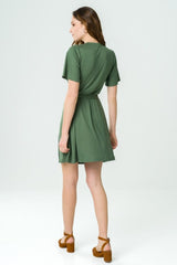 Acacia Short Dress 100% Tencel in Bronze Green