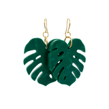 Monstera Earrings- malachite Marble