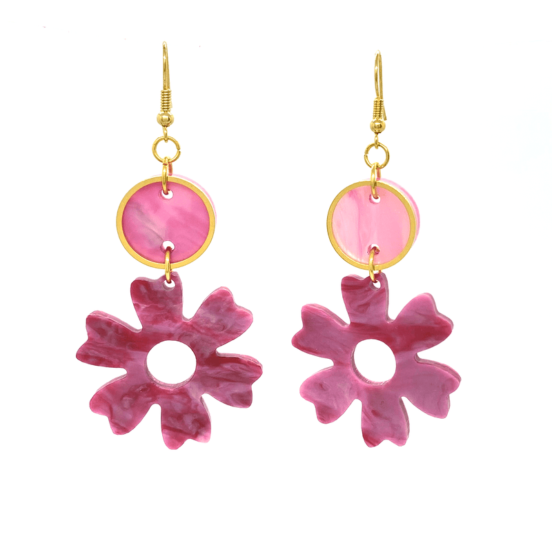 Boucles d'oreilles Bloom - Rose et Fuschia