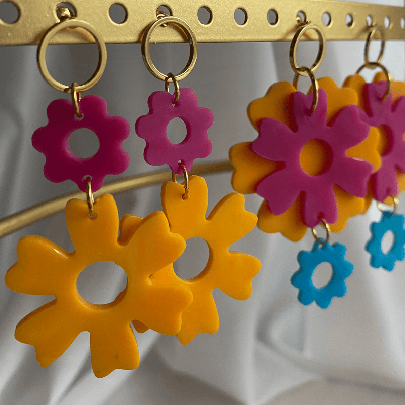 Bloom Earrings- Marigold & Hibiscus