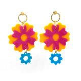 Boucles d'oreilles Bloom Bouquet - Souci, Hibiscus et Turquoise