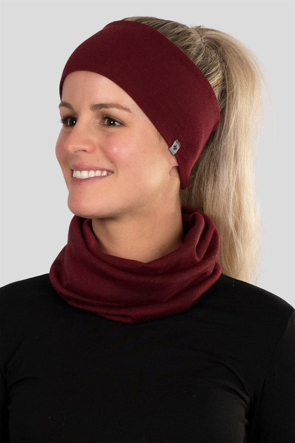 Astrid Unisex Reversible Headband in Maroon Red