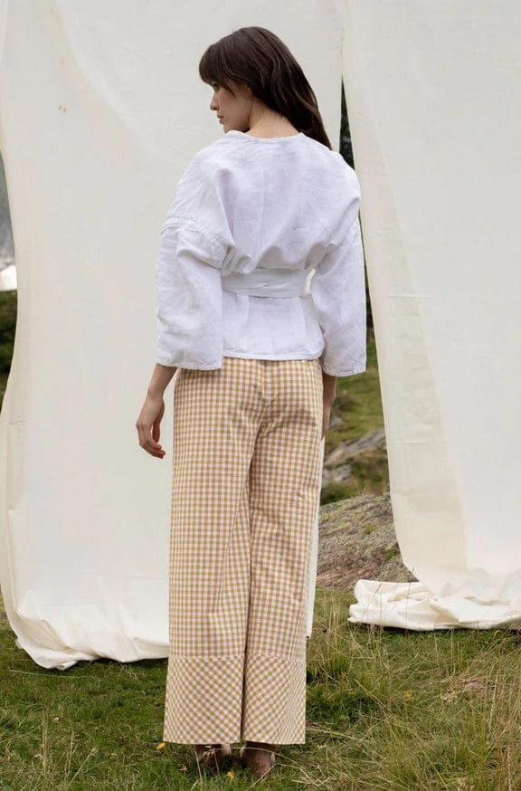 Adèle Cotton Tawny Olive & White Trousers
