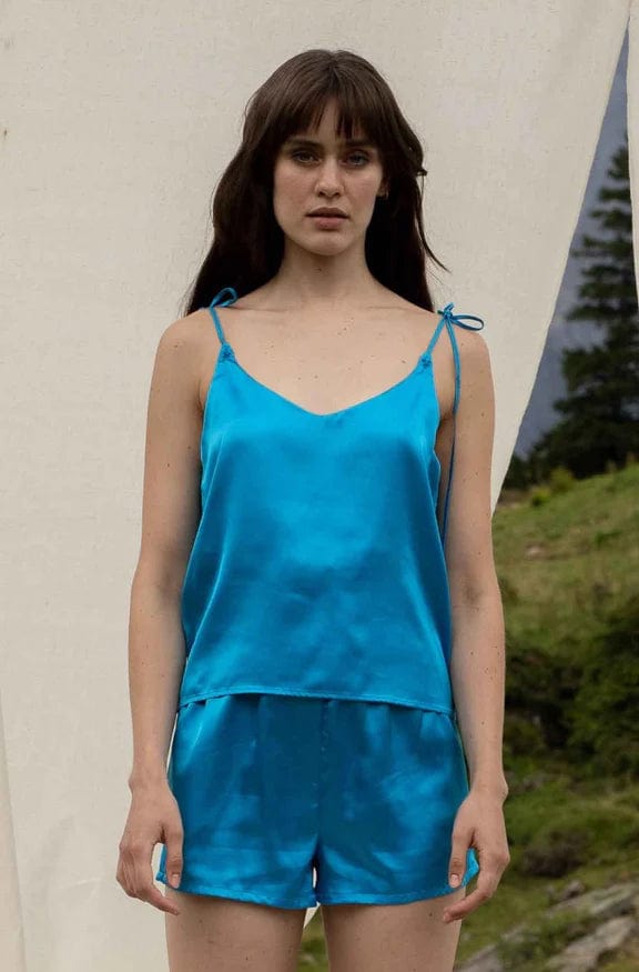 Yuna - Short Pyjama en Plastique Recyclés - Bleu