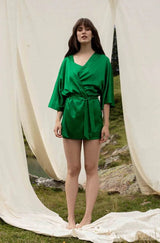 Cosima Night Kimono in Bright Emerald