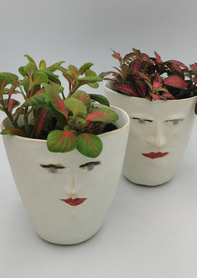 Human Face Handmade Stoneware Flower Pot