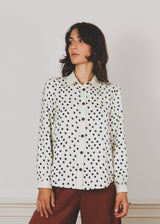 Alma Peace Silk Shirt Black Dots Print