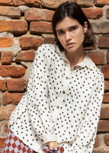 Alma Peace Silk Shirt Black Dots Print