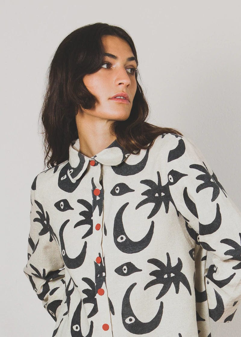 Aubrey Linen Shirt Twinkle Block Print