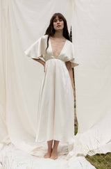 Charis Vegan Silk Dress in Creme