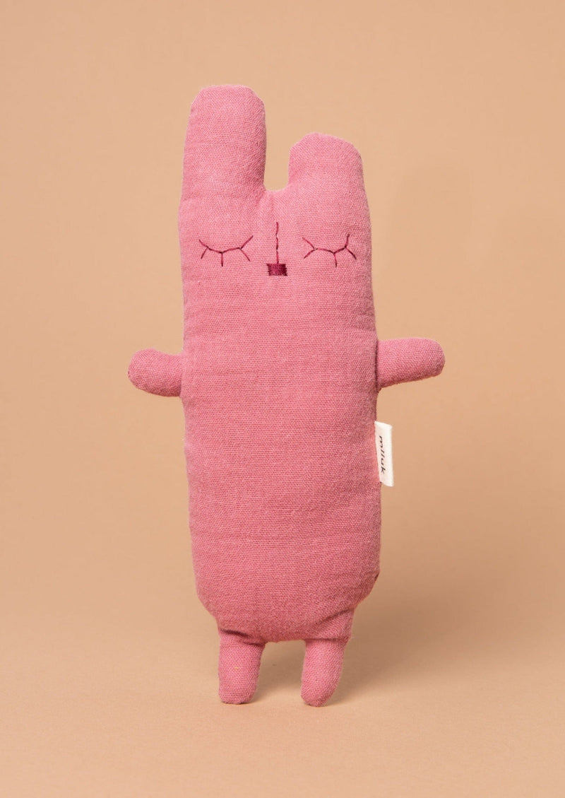 Handmade Swiss Wool Stuffed Bunny in Dusty Pink