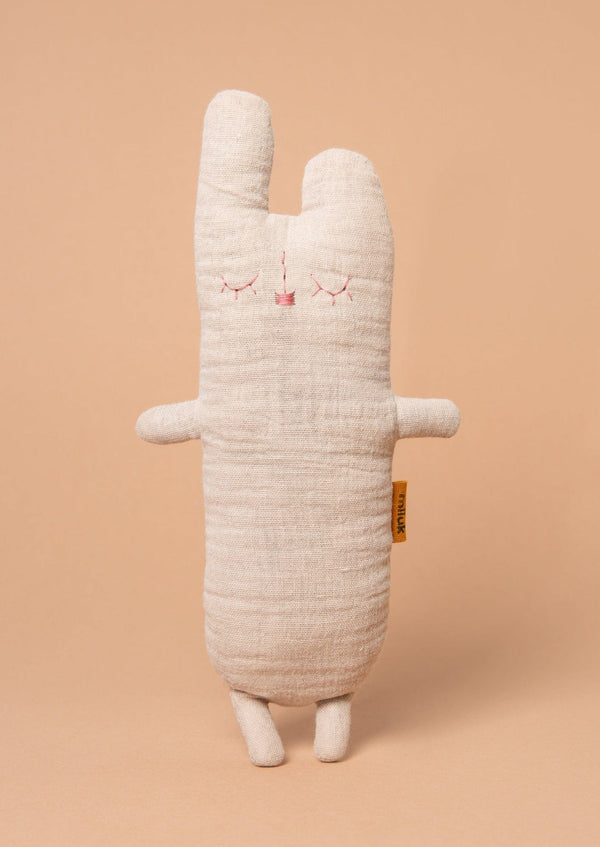 Handmade Swiss Wool Stuffed Bunny in Sand