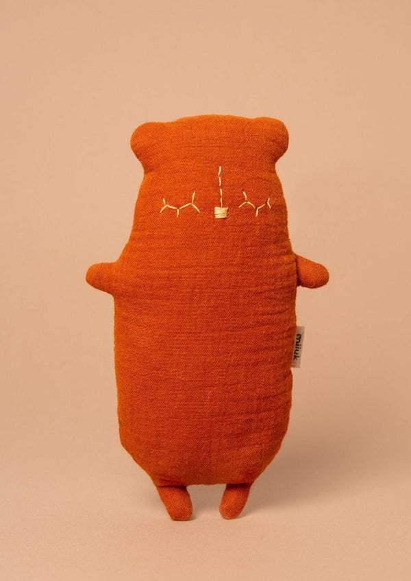 Handmade Swiss Wool Stuffed Bear in Rust